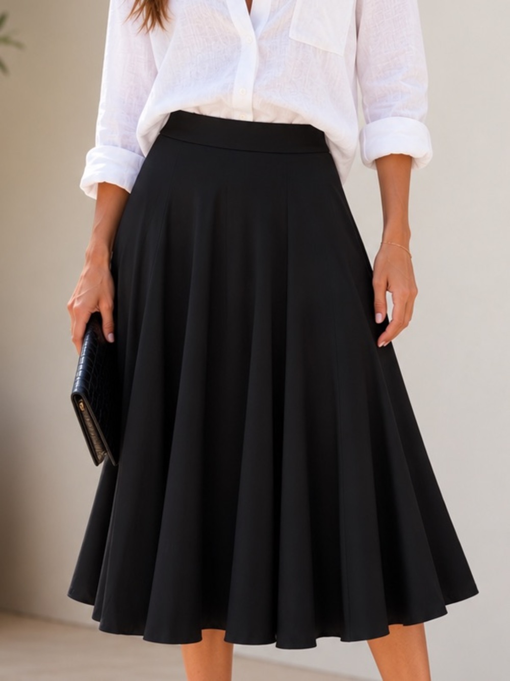 Ralph Lauren Black Midi Circle Skirt